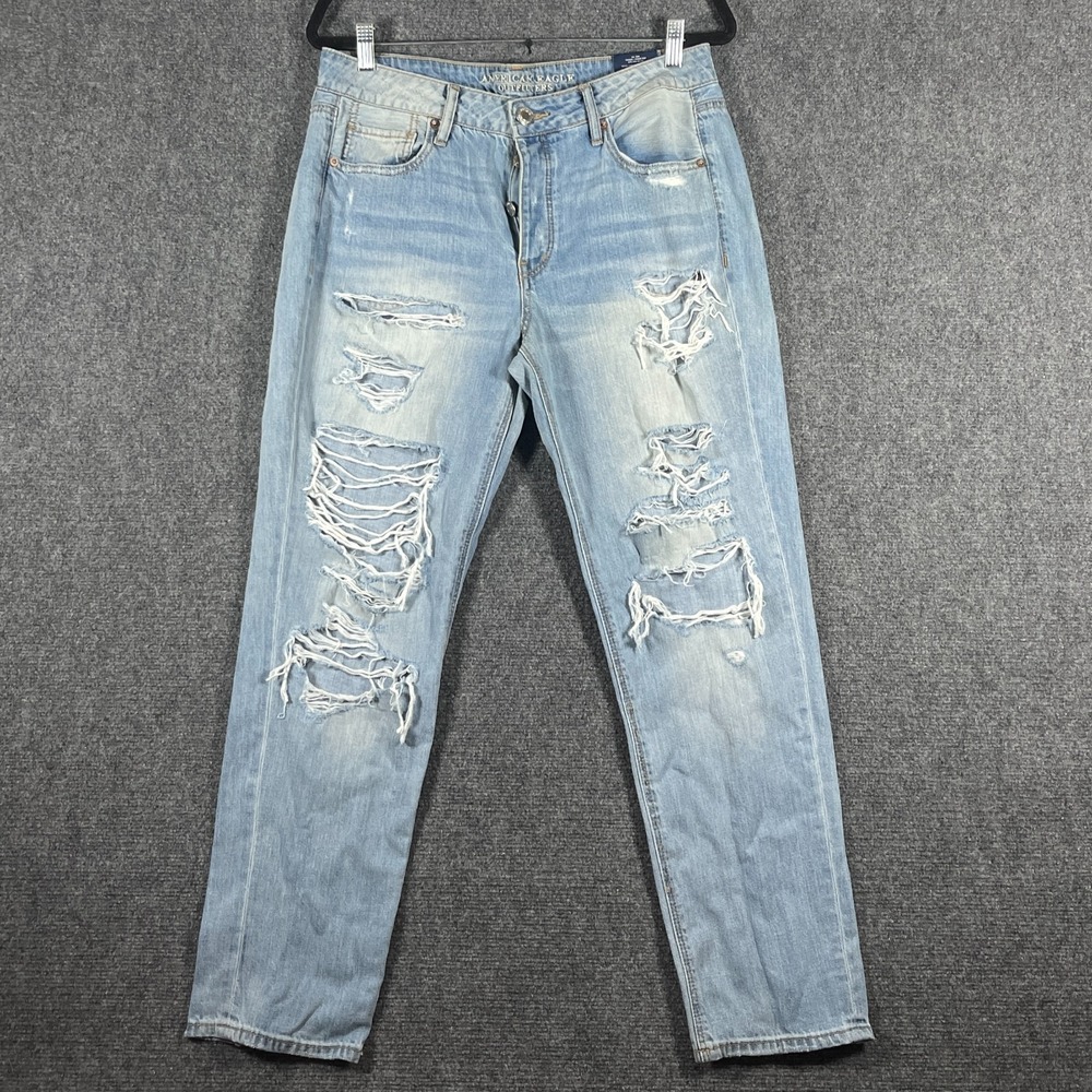 NWT American Eagle Outfitters Tomgirl Ocean Mist Sit Low Hip Distressed Size 10